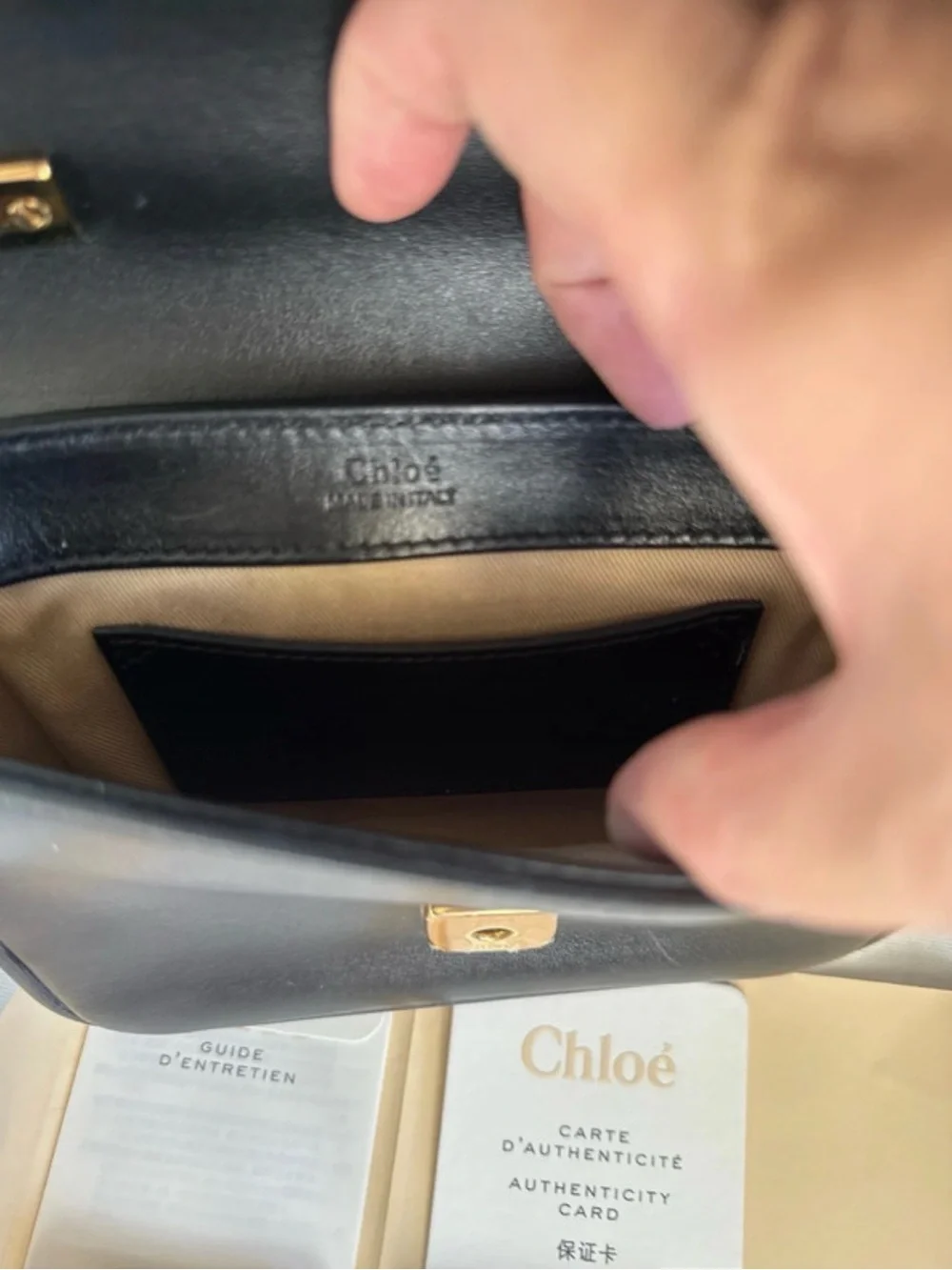Chloé Black C Small Leather Crossbody with Gold Hardware